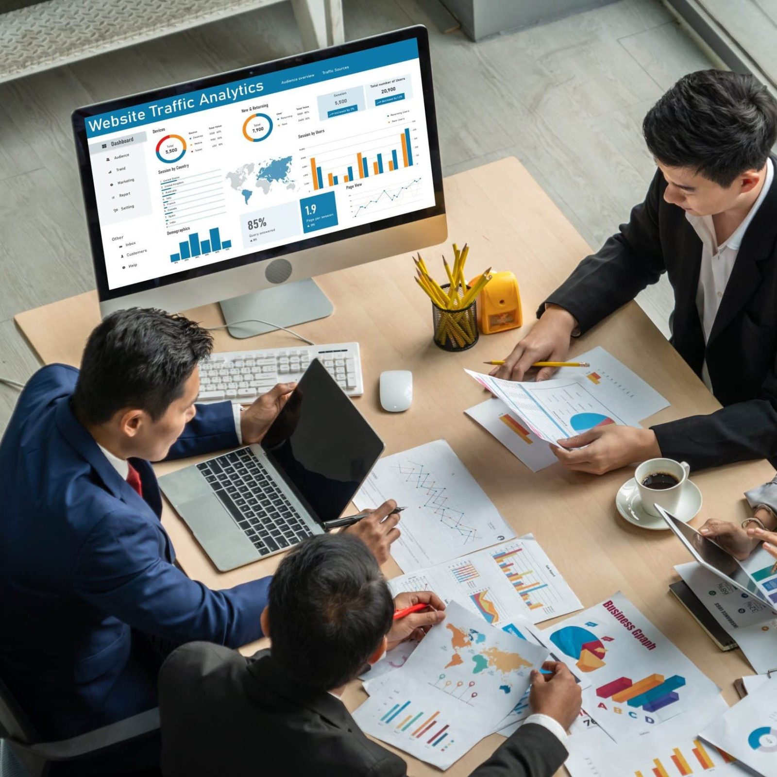 Computer software for website traffic analytics data on computer screen snugly KalgiSoft Computer software for website traffic analytics data on computer screen